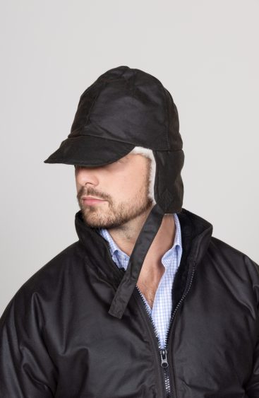 Oilskin Brown Wool Lined Trapper Hat