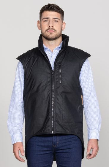 Oilskin Black Fur Lined Vest