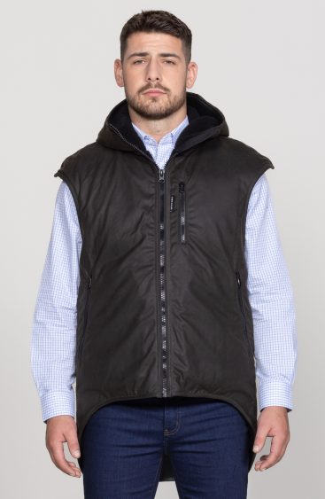 Oilskin Brown Fur Lined 'Hoodie' Vest